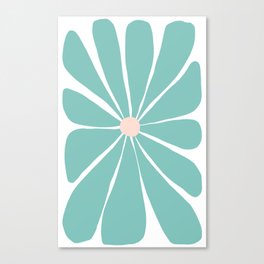 Teal and Peach Big Funky Flower Canvas Print