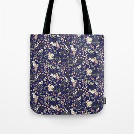 Dark Intricate Floral Pattern Tote Bag