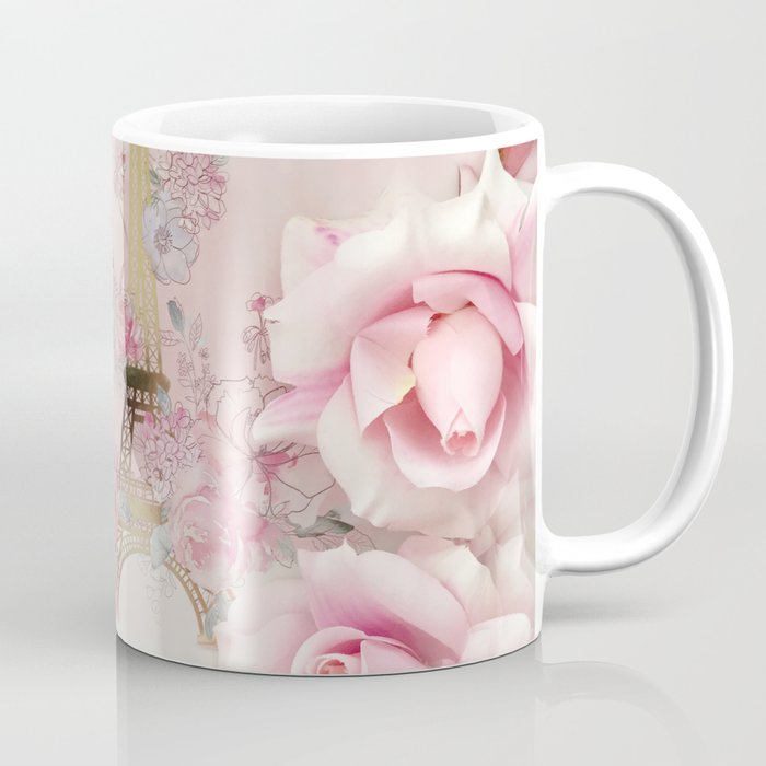 Paris Pink Roses Eiffel Tower Floral Pink Flowers Home Decor