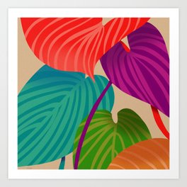 Colorful tropical leaves Art Print
