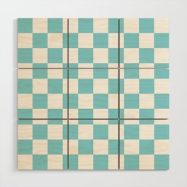 Ocean Blue Checkerboard Pattern Palm Beach Preppy Wood Wall Art
