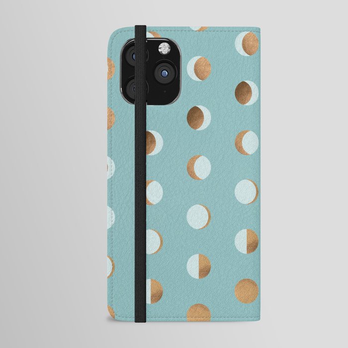 The Lunar Cycle • Phases of the Moon – Copper & Robin's Egg Blue Palette iPhone Wallet Case