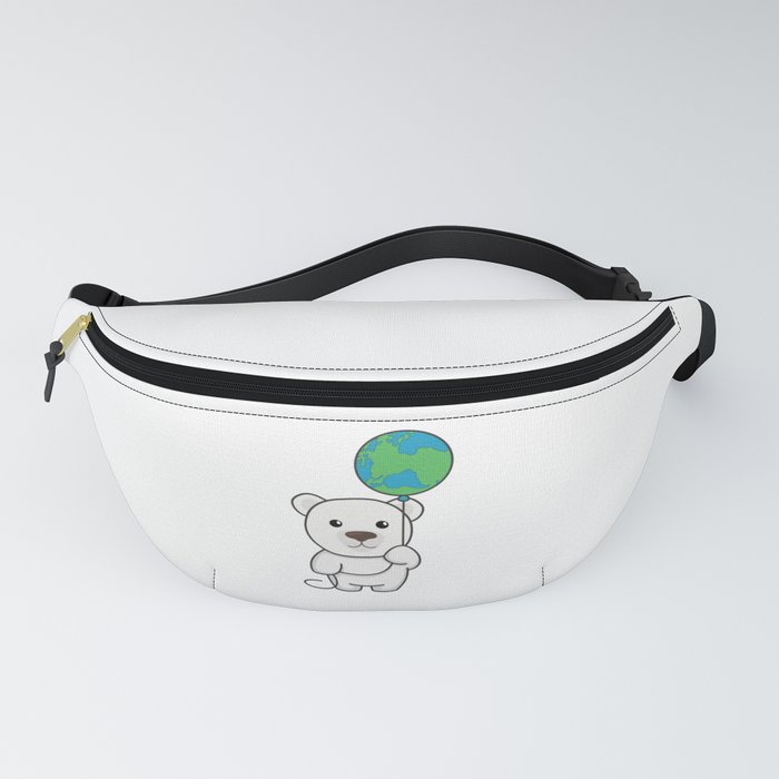 Polar Bear With Earth Climate Protection World Fanny Pack