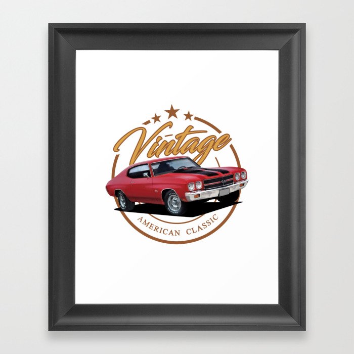 Vintage Classic Muscle Cars Framed Art Print