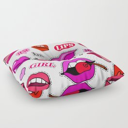 Fashion patch badges. Lips set. Set Love high fashion  of stickers  Floor Pillow