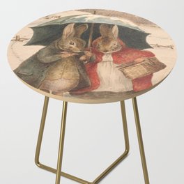 Bunnies in the rain - Beatrix Potter Side Table