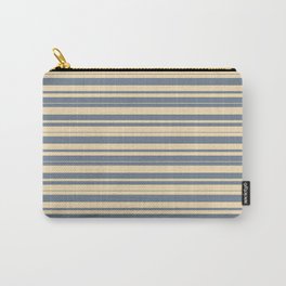 [ Thumbnail: Tan and Slate Gray Colored Stripes Pattern Carry-All Pouch ]
