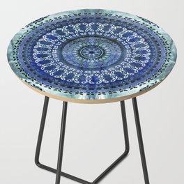 Vintage Blue Wash Mandala Side Table