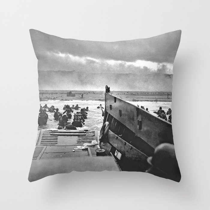 Omaha Beach Landing D Day Throw Pillow