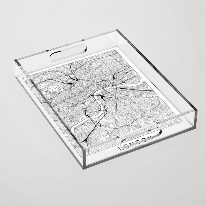 London White Map Acrylic Tray