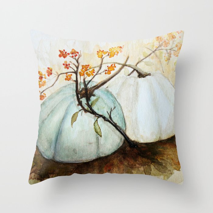 Pumpkin Patch - Watercolor Throw Pillow