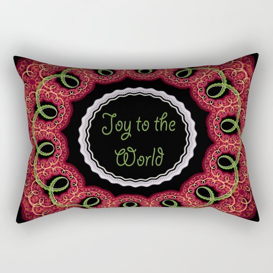 Joy to the world, swirling festive design with text Rectangular Pillow