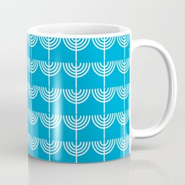 Hanukkah Chanukah Menorahs Chanukkiahs Pattern in White and Dennis Blue Coffee Mug
