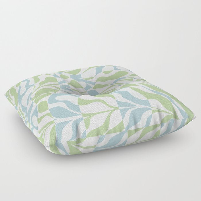 Liquid retro abstract Pattern with blue and green foliage Floor Pillow
