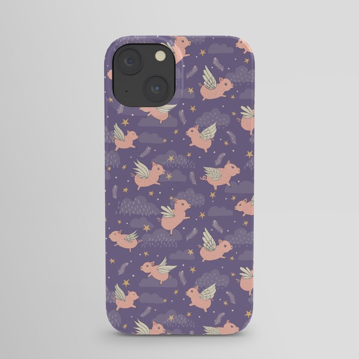 When Pigs Fly on Purple iPhone Case