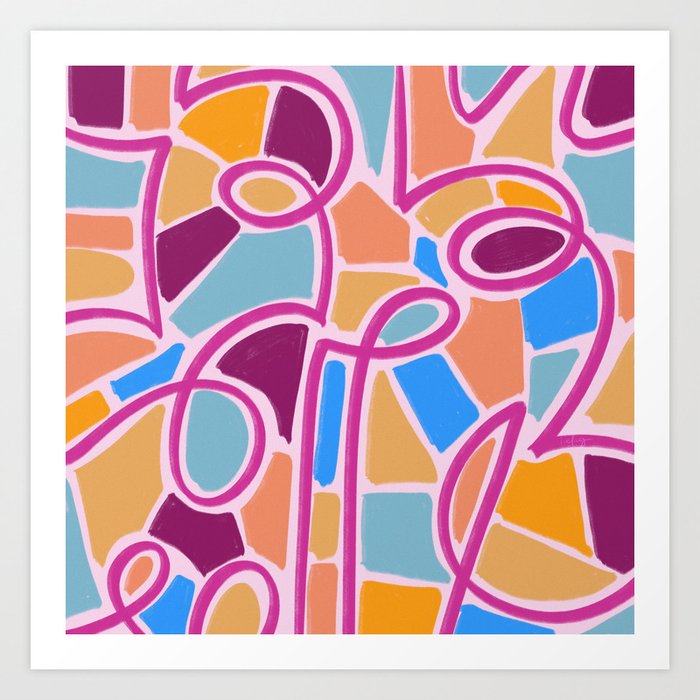 Blame It On My Juice Abstract Neon Tropical Illustration Art Print By Iceee Society6