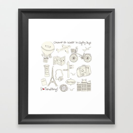 I {❤} Travel Framed Art Print