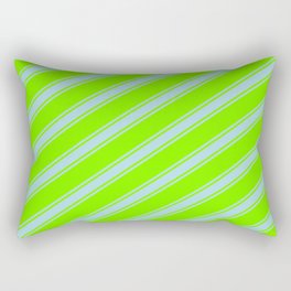 [ Thumbnail: Green & Light Blue Colored Stripes/Lines Pattern Rectangular Pillow ]