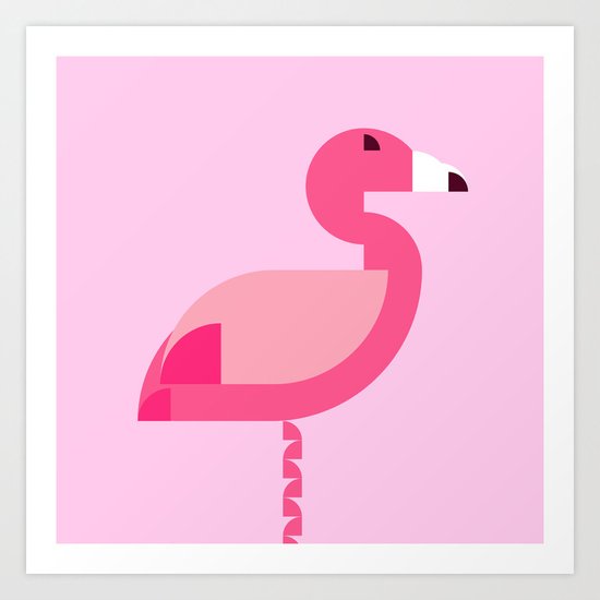 Geometric flamingo Art Print