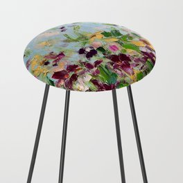 Bright flower meadow butterflies. Summer field landscape rich colors. Counter Stool