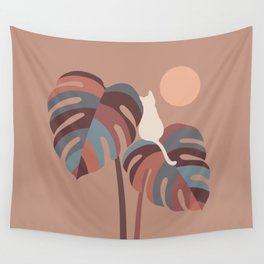 Cat and Plant 41 Wall Tapestry