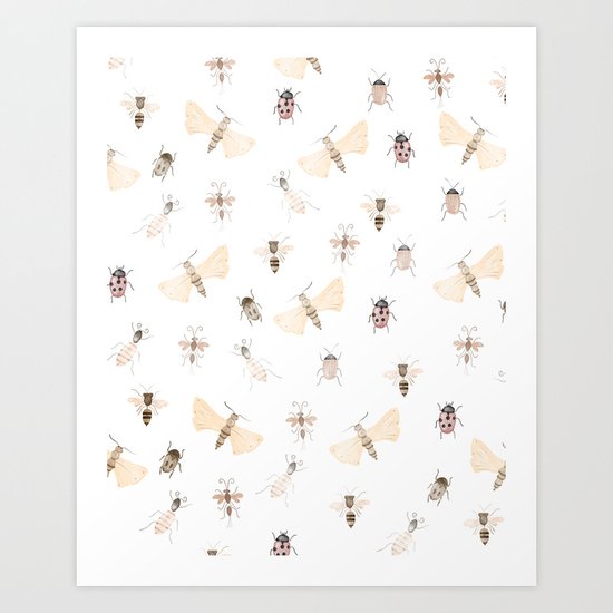 Insects and Bugs Pattern Art Print