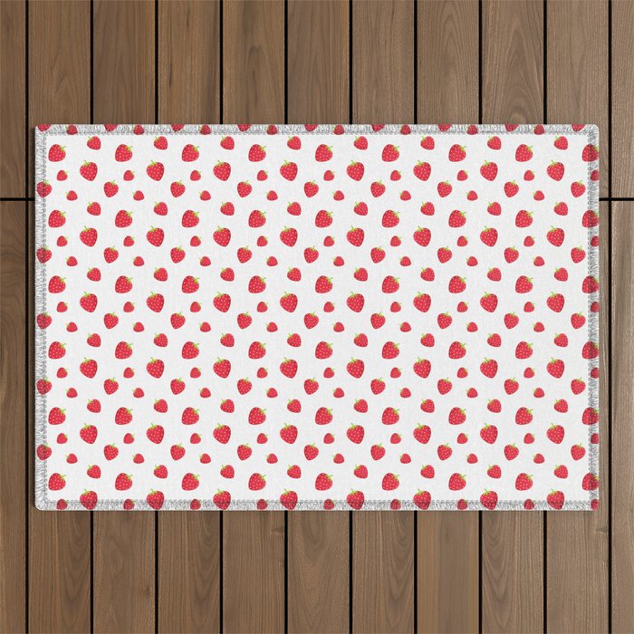 Red Strawberry Love Pattern Outdoor Rug