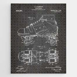 Roller Skates Patent - Derby Fan Skater Art - Black Chalkboard Jigsaw Puzzle