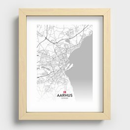 Aarhus, Denmark - Light City Map Recessed Framed Print