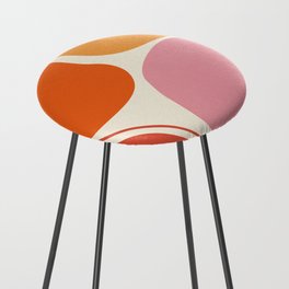 Orange And Pink Retro Groovy Shapes Pattern Counter Stool