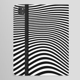 Retro Shapes And Lines Black And White Optical Art iPad Folio Case