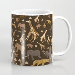 Safari Giraffe, elephants and cheetah pattern  Coffee Mug