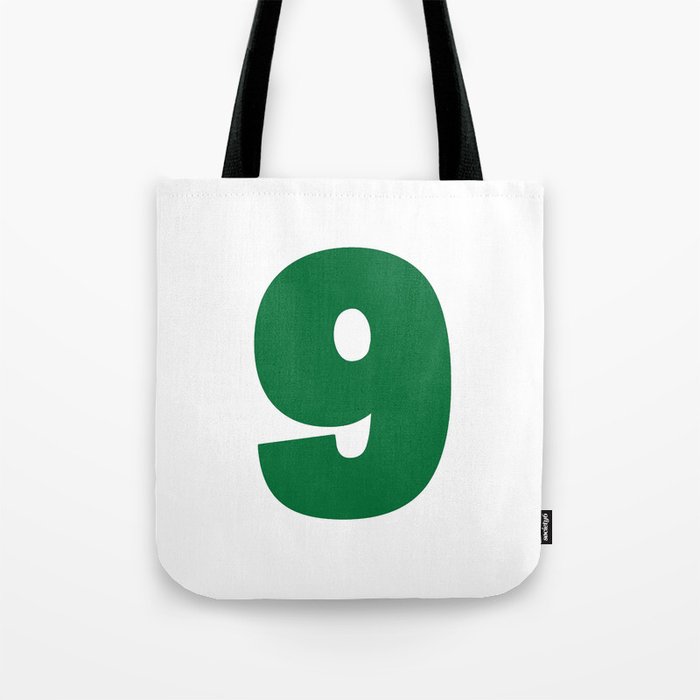 9 (Olive & White Number) Tote Bag