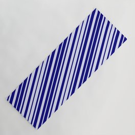 [ Thumbnail: Blue and Lavender Colored Lines/Stripes Pattern Yoga Mat ]