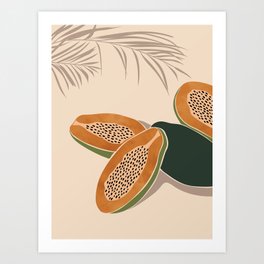 Cut Papaya Fruit Art Print