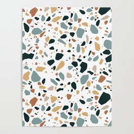 Terrazzo flooring pattern with traditional white marble rocks Poster