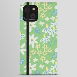 Field of daisies in green iPhone Wallet Case