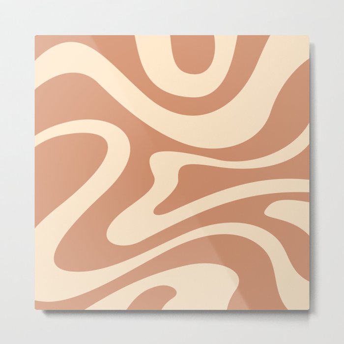 Modern Abstract Pattern 9 in Brown Beige (Liquid Swirl Design) Metal Print