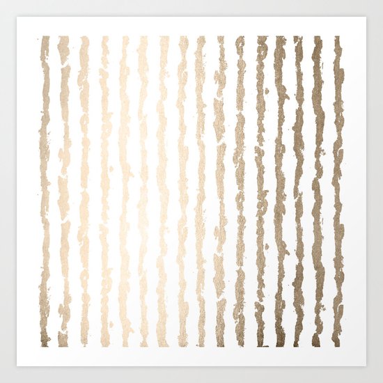 White Gold Sands Vertical Ink Stripes Art Print