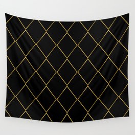 Black and Gold  Diamond Pattern or Print Wall Tapestry