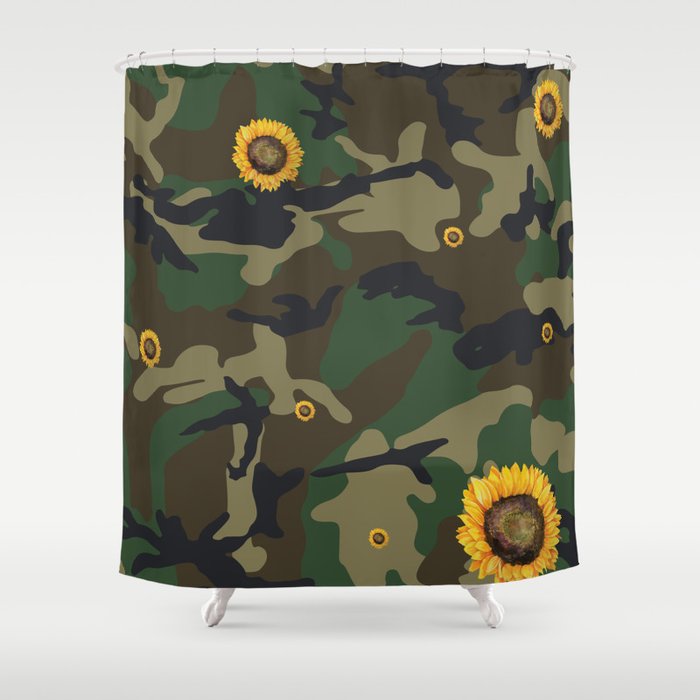 Sunflower Camo Shower Curtain By Artmedina Society6