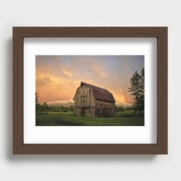 Rustic barn Rainbow Recessed Framed Print