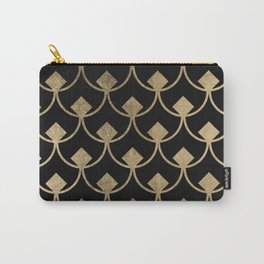 Modern black faux gold scallop triangles geometrical Carry-All Pouch