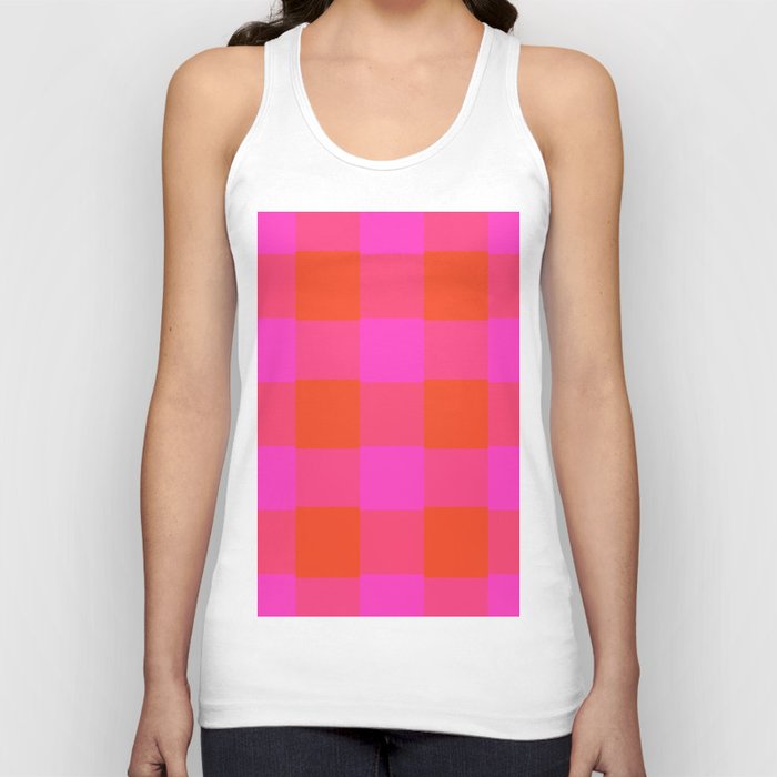 Checkered - Colorful Abstract Retro Pattern in Pink and Red Tank Top