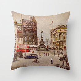 Vintage Piccadilly Circus London Throw Pillow