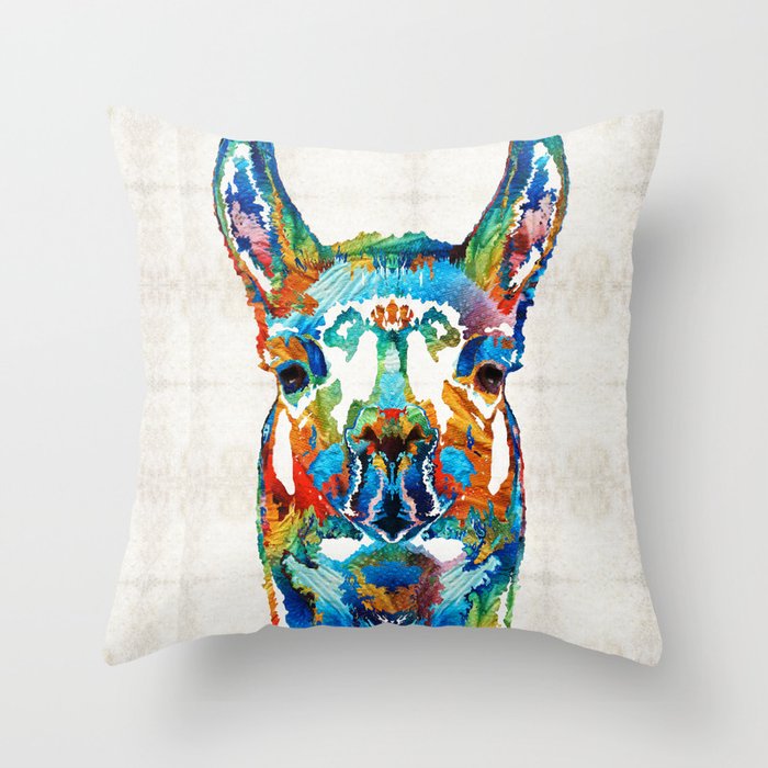 Colorful Llama Art - The Prince - By Sharon Cummings Throw Pillow