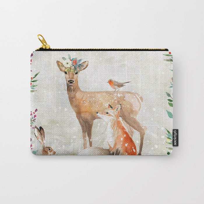 Winter Woodland Friends Carry-All Pouch