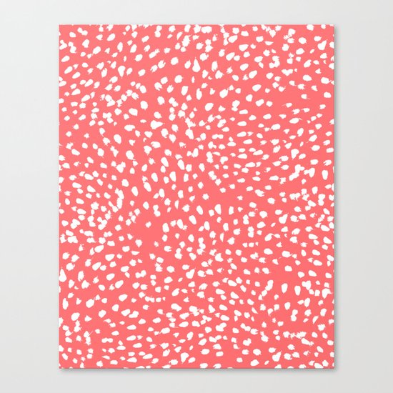 Claudia - abstract minimal coral dot polka dots painterly brushstrokes Canvas Print