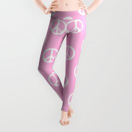 Peace (White & Pink Pattern) Leggings