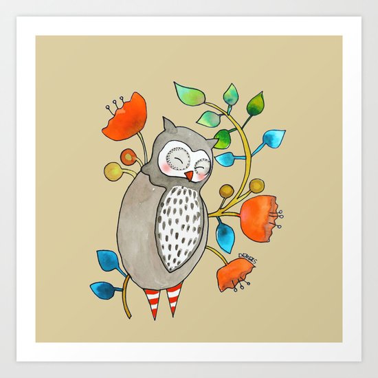 eli the owl Art Print